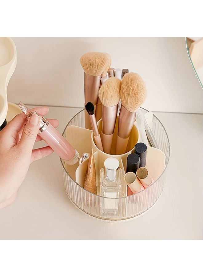 360 Degree Rotating Makeup Organizer Durable Dust Proof Plastic Storage Box For Countertop Vanity Table Organization Sleek White Design - Image 2