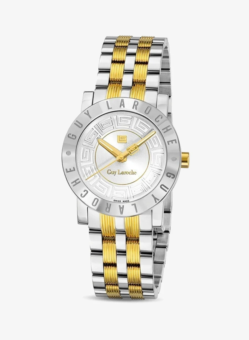 Guy Laroche Alex Silver Dial and Silver Gold Stainless Steel Bracelet Analog Watch for Women 29mm