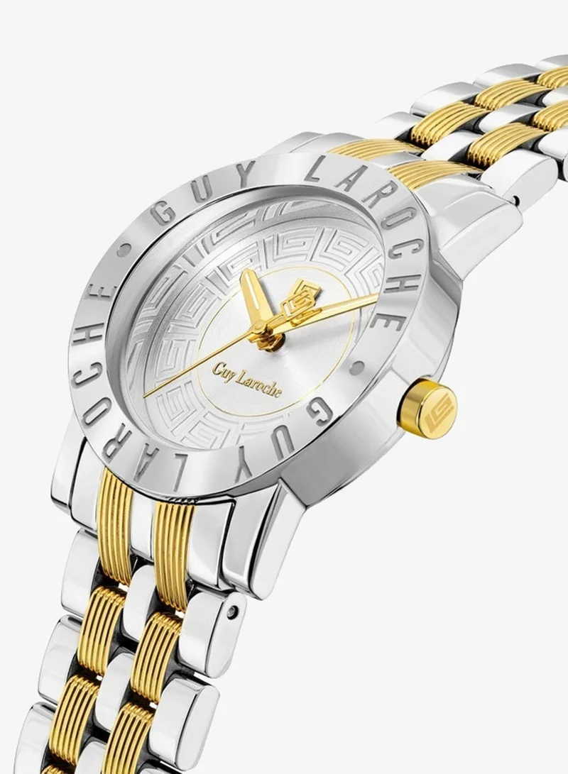 Guy Laroche Alex Silver Dial and Silver Gold Stainless Steel Bracelet Analog Watch for Women 29mm