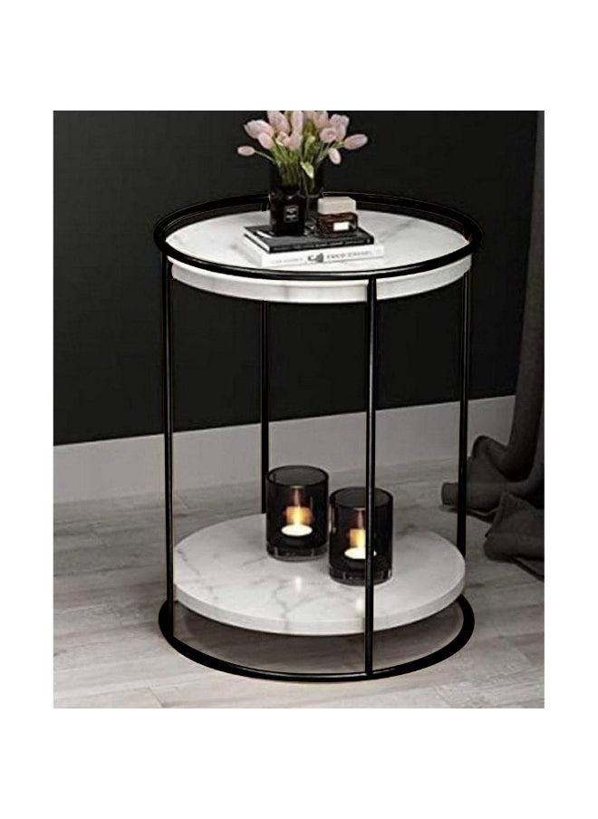 Homzmart Metal and Marble wood side table black and white - 40x40x55 cm 