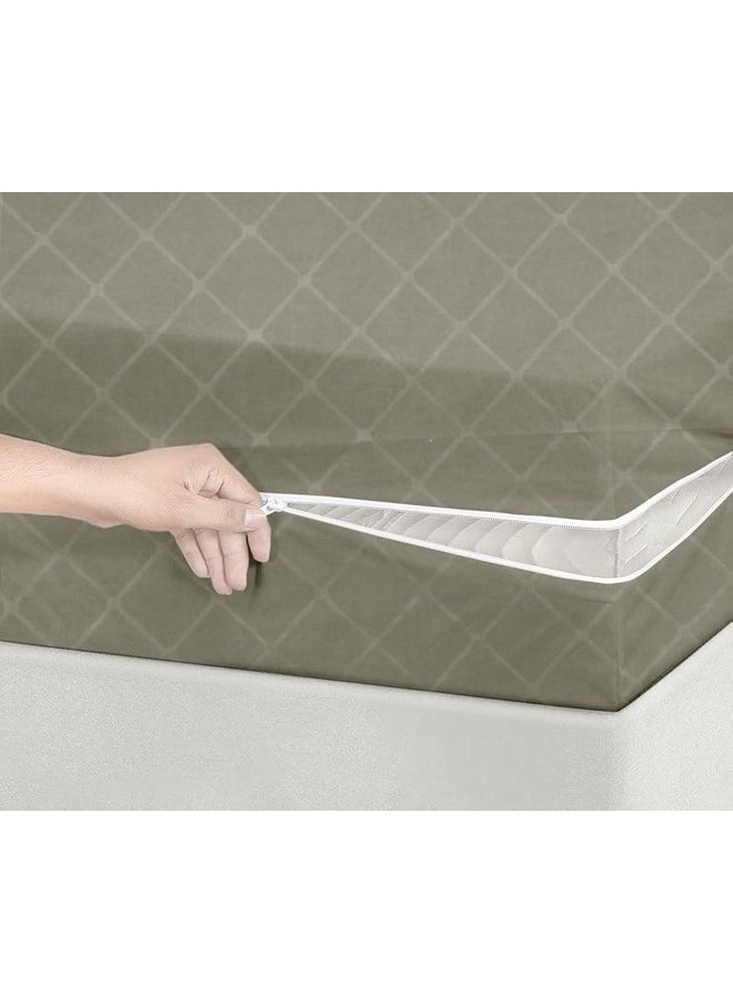 BSB HOME BSB HOME® Premium Cotton Mattress Cover/Protector with Zipper Chain|Provides All Around Protection with 360° Encasing |Single Size Bed - 72x36+6 inches (6 x 3 ft Mattress) - Pack of 1 - Beige  - Image 1