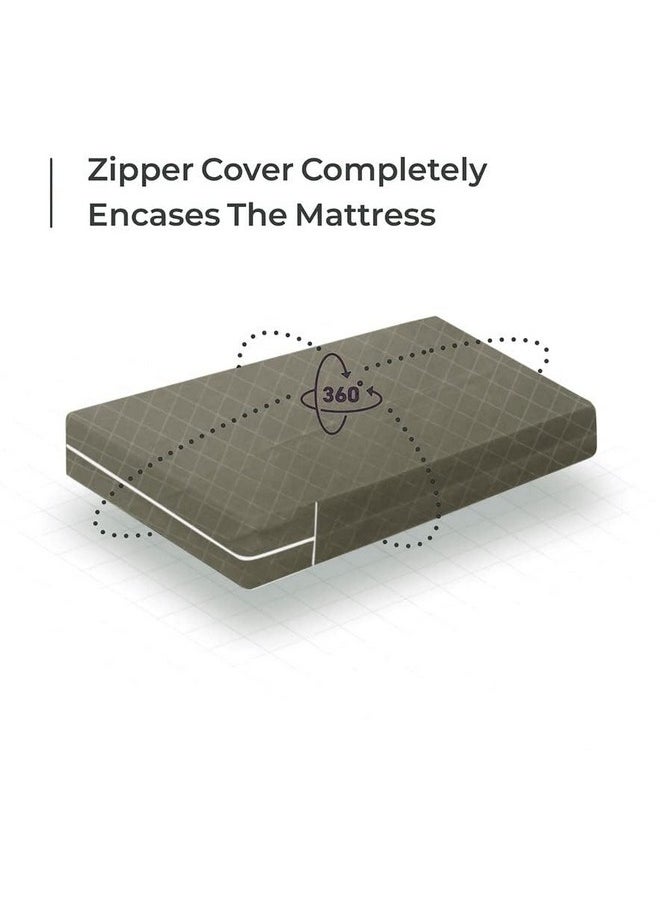 BSB HOME BSB HOME® Premium Cotton Mattress Cover/Protector with Zipper Chain|Provides All Around Protection with 360° Encasing |Single Size Bed - 72x36+6 inches (6 x 3 ft Mattress) - Pack of 1 - Beige  - Image 4