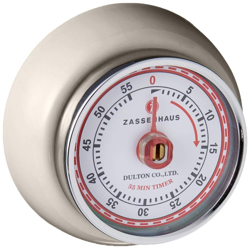 Zassenhaus Zassenhaus Magnetic Retro Kitchen Timer Classic Mechanical Cooking Timer Cream 