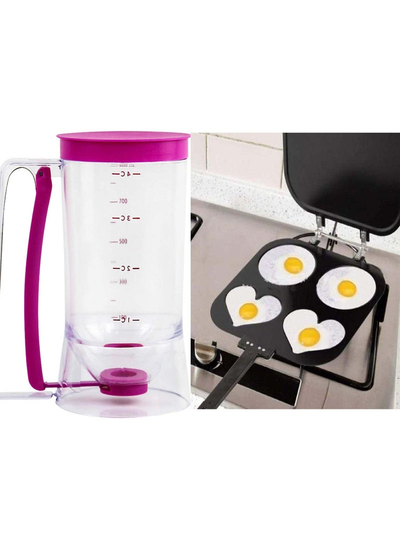 DubaiGallery - Pancake Making Mold Hotcake,Flip Up Open Slim Pan 4 in 1 Pancake Maker Pan With Cake Batter Dispenser - Image 1