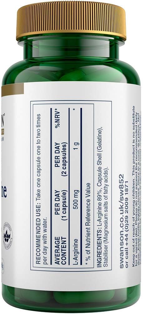 SWANSON LArginine 500mg 100 caps - Image 4
