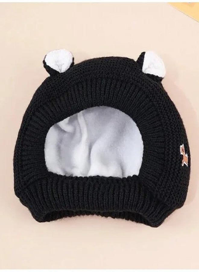 Ziory Wool Animal Designed Knitted Cap - Black - Image 4