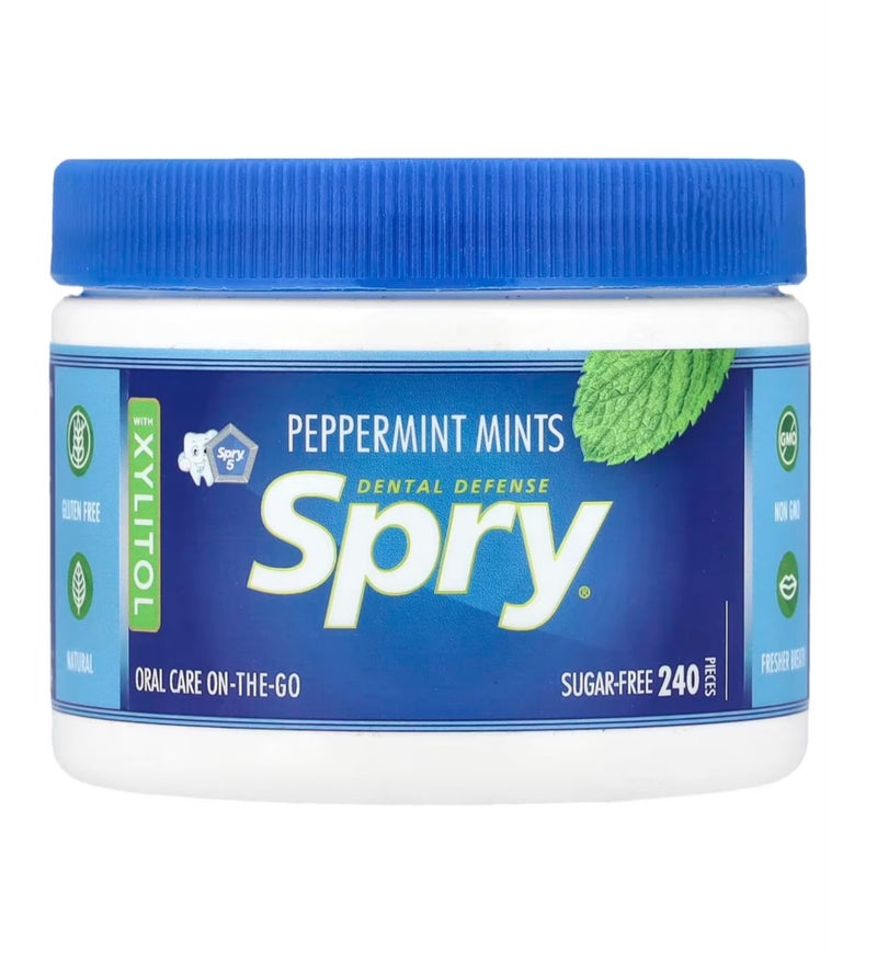 إكسلير Xlear Spry® حلوى نعناع بالفلفل (Peppermint)، 240 قطعة، 144 - Image 1
