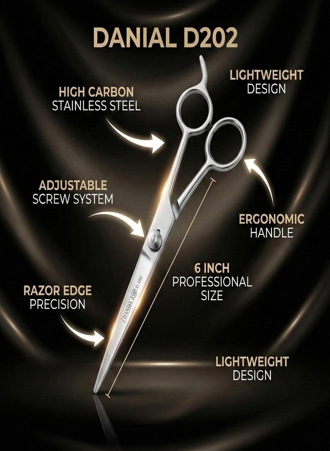 DANIAL Professional Barber Scissor Set – 6 Inch Hair Cutting Scissors & Thinning Scissors, High Carbon Stainless Steel Barber Shears - Image 2