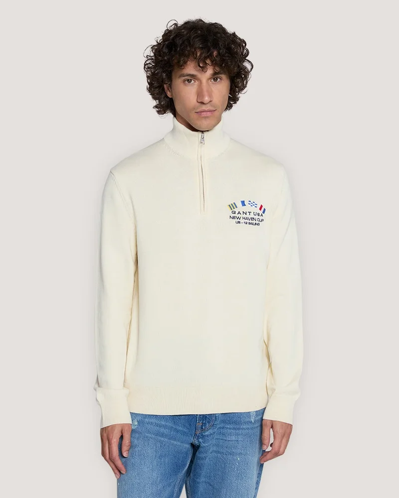 غانت كنزة صوفية بسحاب نصفي بأعلام بحرية من جانت