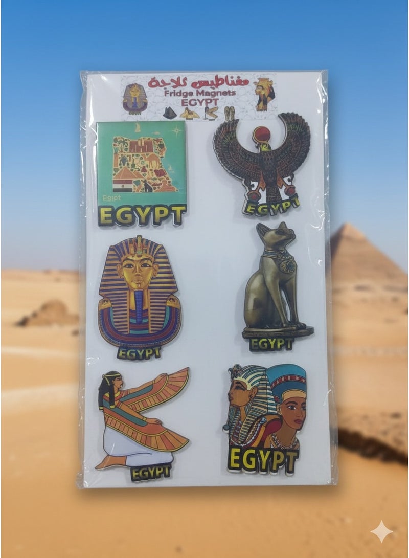 Pharaonic Fridge Magnet Set – Ancient Egyptian Civilization Symbols – Unique Kitchen Decor – Egyptian Souvenir (6 Pieces) Multi-Design & Multi-Color. - Image 1
