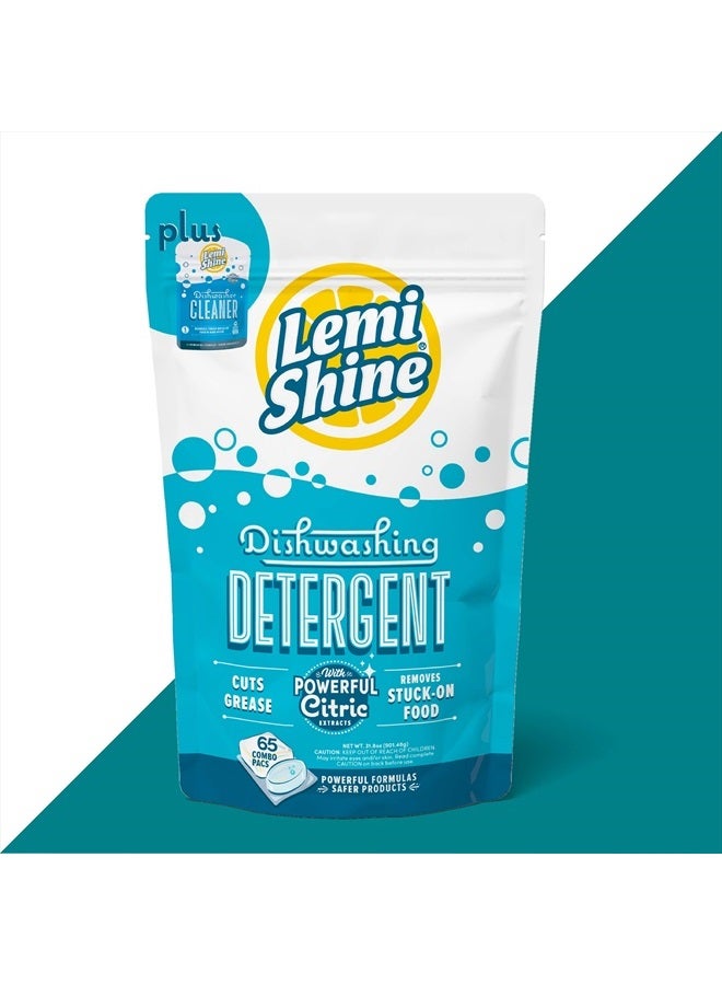 Lemi Shine Natural Dishwasher Pods | All-In-One Powder & Gel Dishwasher Detergent Pods with Powerful Citric Acid | Eco Friendly Dish Wash Cleaning Supplies (65 Count)  - Image 1