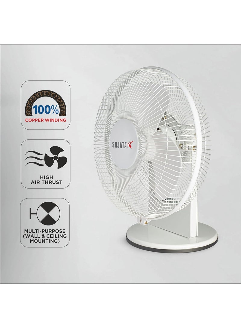 سوجاتا Sujata Table Fan for Home | 2300 RPM, 2 Years Warranty | Small Table Fan High Speed for Home, 280 mm Compact Fan with Balanced Blades, Adjustable Tilt, Portable (SAP2700 HS - White) - Image 3