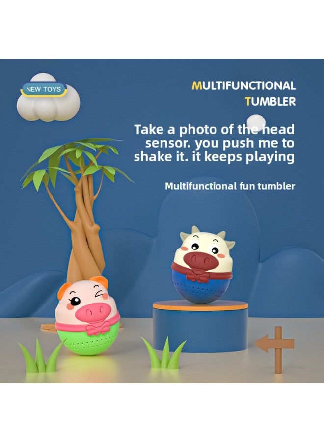 Baby Multi-functional Early Education Story Machine Baby Storytelling Music Player Light Sleep Aid Educational Toys-Color:Cute Fat Tumbler-cow  - Image 2