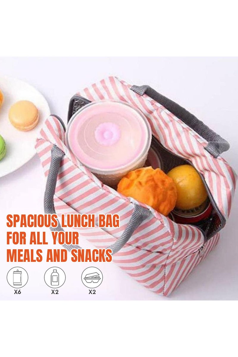 تيديلين حقيبة غداء بتصميم شرائط وردية معزولة وقابلة لإعادة الاستخدام ومقاومة للماء للأطفال أو البالغين، مثالية لصناديق الغداء وصناديق تيفين والنزهات والعمل أو المدرسة - Image 4