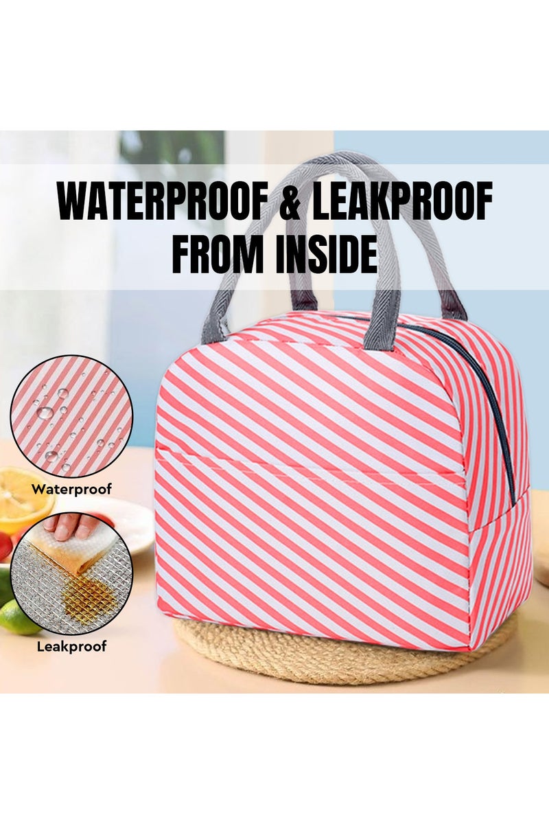 تيديلين حقيبة غداء بتصميم شرائط وردية معزولة وقابلة لإعادة الاستخدام ومقاومة للماء للأطفال أو البالغين، مثالية لصناديق الغداء وصناديق تيفين والنزهات والعمل أو المدرسة - Image 5
