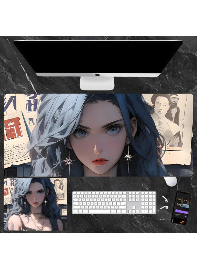 Super Clear Printing Newspaper Jinx Mouse Pad Oversized Computer Laptop E-sports Keyboard Pad Office Desk Pad For Men And Women-Color:600*300*4mm-Pattern:【hd Printing】 Jks06