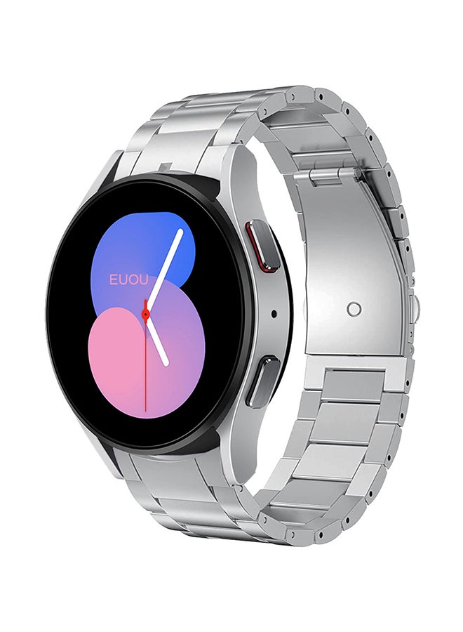 S-Color Stainless Steel Replacement Band Compatible with Samsung Galaxy Watch 5 Pro 45mm Watch 5 40/44mm NO Gap/Zero Gap Stainless Steel Strap Silver - Image 2