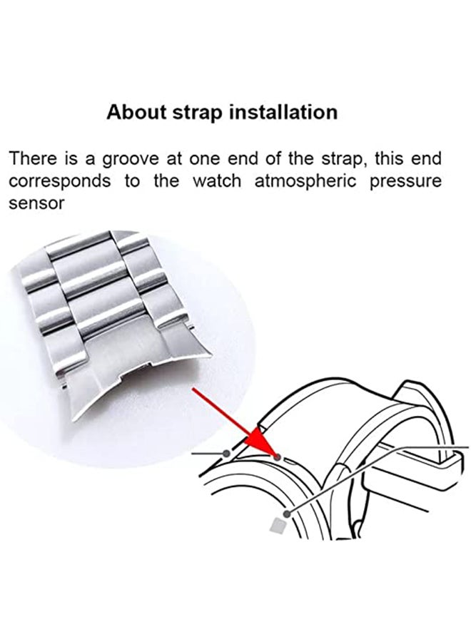 S-Color Stainless Steel Replacement Band Compatible with Samsung Galaxy Watch 5 Pro 45mm Watch 5 40/44mm NO Gap/Zero Gap Stainless Steel Strap Silver - Image 5