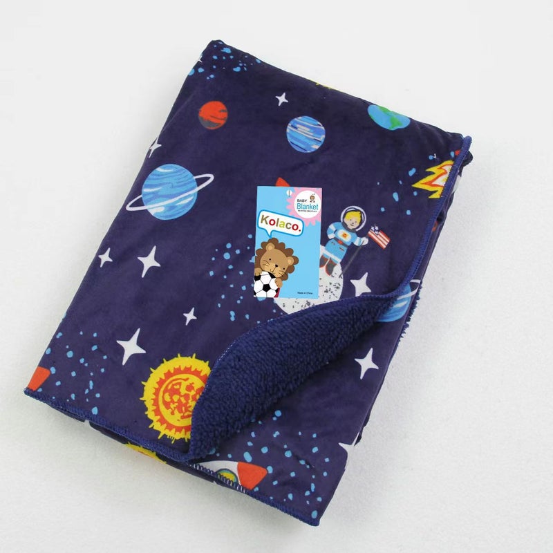 Short Plush Printed Blanket Lambskin Baby Bed Blanket Baby Blanket Spring Autumn Winter New Blanket Astronaut 
