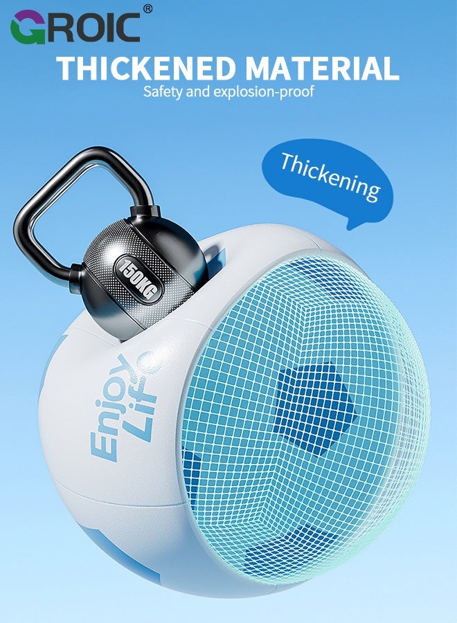 GROIC 1pc Giant Inflatable Soccer Ball - 80CM Beach Volleyball, Soccer Beach Ball with "Enjoy Life" Motif, Sports Gear  for Family Parties, Outdoor/Indoor Games Summer Swimming Pool Water Sports - Image 3