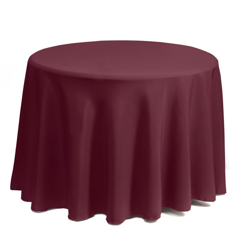 Gee Di Moda Round Tablecloth - 90 Inch Burgundy Round Table Cloth for 30 to 60 Inch Round Tables - Heavy Duty Washable Fabric - for Buffet Table  Holiday Party  Dinner  Wedding & Baby Shower - Image 2