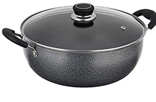 DACE وعاء برياني غير لاصق ديس راصويا مع غطاء زجاجي قاعدة للاندماج 5 لتر أسود - Image 1