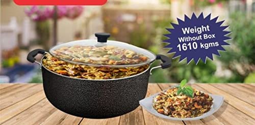 DACE وعاء برياني غير لاصق ديس راصويا مع غطاء زجاجي قاعدة للاندماج 5 لتر أسود - Image 4