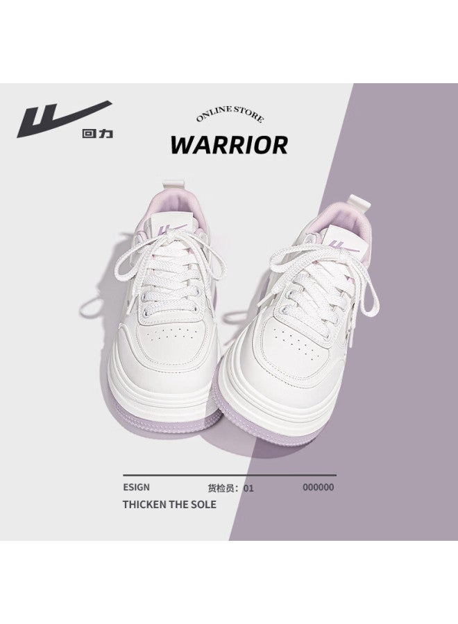 Pull Back Huili Women's Shoes, Comfortable And Breathable White Sneakers For Spring And Summer, Thick-soled Heightening Versatile Sports Casual Shoes For Women, White And Purple, Size 35 - Image 1