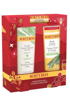 Burt's Bees 3 Body Care Stocking Stuffer Products, Hydration Station Set - Unscented Lip Balm, Gentle Cream Cleanser & Aloe Shea Butter Body Lotion Gift Pack  - Image 3