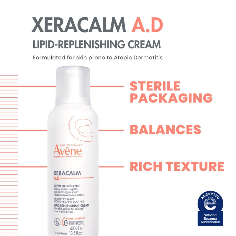 Avene XeraCalm A.D Lipid-Replenishing Cream, Atopic Dermatitis, Eczema-Prone, No Preservatives, Fragrance-Free, 6.7 Oz - Image 2