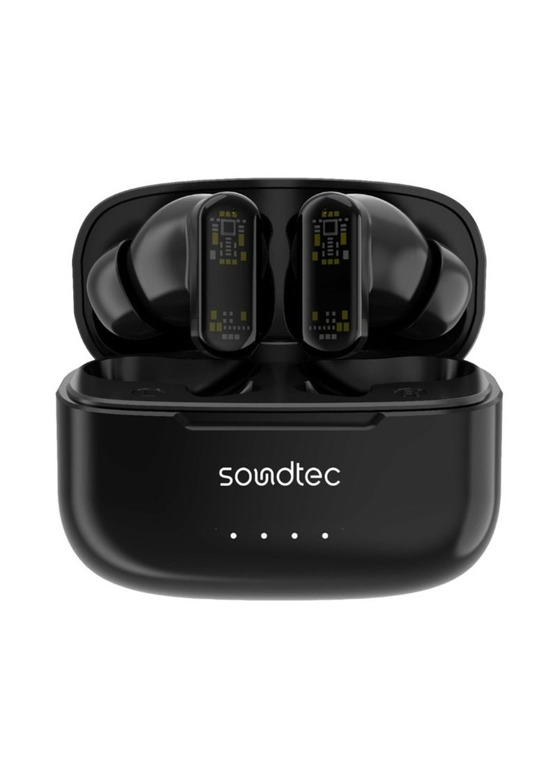 Soundtec ANC & ENC TWS with Transparent Earbuds, Touch Control, 20 Hours Standby time, 300mAh Case Battery Capacity