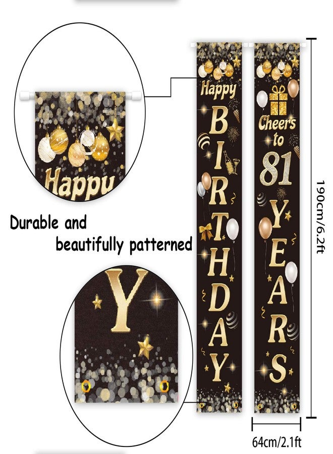 PAKBOOM Happy Birthday Cheers to 81 Years Black Gold Yard Sign Door Banner 81st Birthday Decorations Party Supplies - Image 2