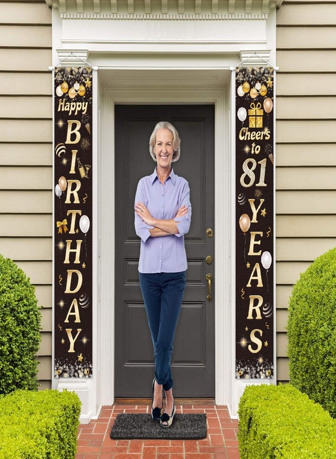 PAKBOOM Happy Birthday Cheers to 81 Years Black Gold Yard Sign Door Banner 81st Birthday Decorations Party Supplies - Image 5