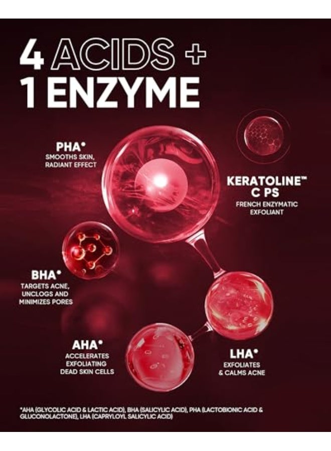 سكينتفيك محلول تقشير 12% AHA BHA PHA LHA، علاج حب الشباب بحمض الجليكوليك للوجه، سيروم تقشير مقشر للبشرة الباهتة والخشنة والدهنية مع المسام المسدودة والخلايا الميتة - Image 2