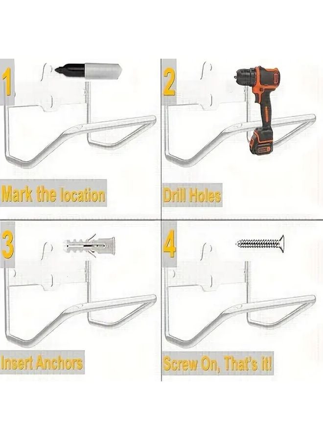 خطاف سلم ثقيل من الفولاذ المقاوم للصدأ مثبت على الحائط منظف مرآب - Image 5