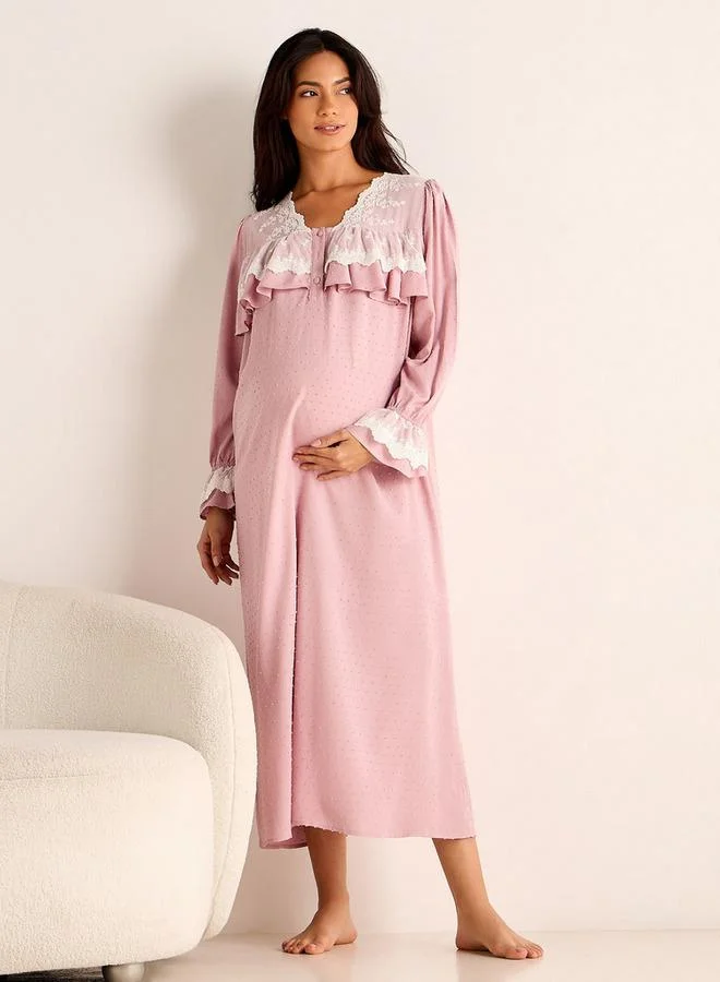 Splash FAV Lace Trim Maternity Night Dress