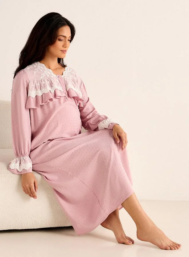 Splash FAV Lace Trim Maternity Night Dress