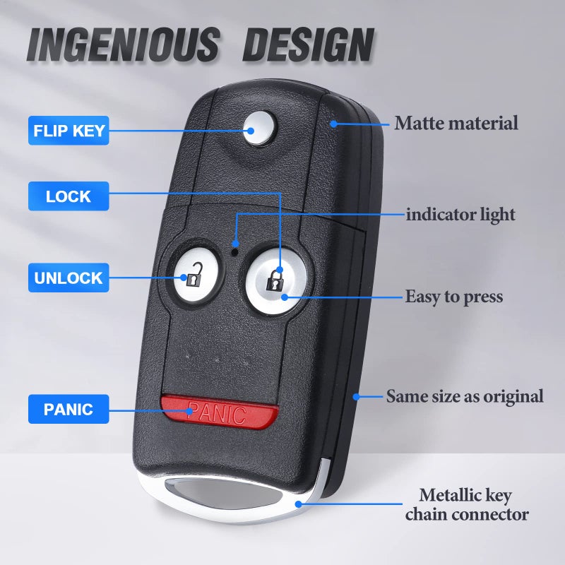 Keymall Car Key Fob Keyless Entry Remote Replacement for Acura MDX/RDX 2007 2008 2009 2010 2011 2012 2013 FCC ID:N5F0602A1A P/N:35111-STX-325/327 3 Buttons - Image 4