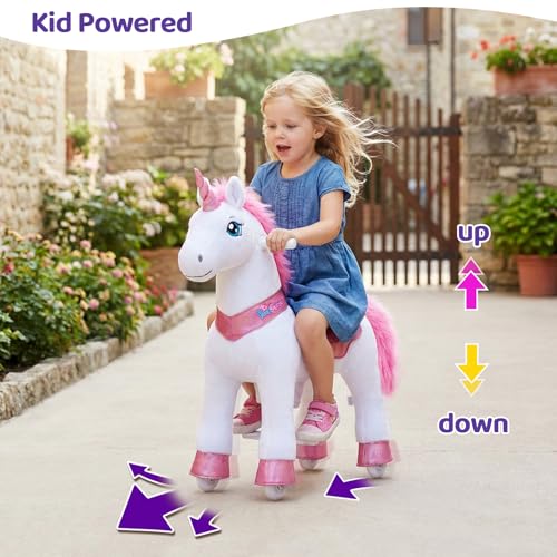 PonyCycle Ride on Unicorn Ride on Toys for Girls Riding Pink Unicorn Rocking Horse Essential Model E with Brake 30 HeightSize 3 for Age 34 Rideon Animals Plush Pony Toys E312 - Image 5