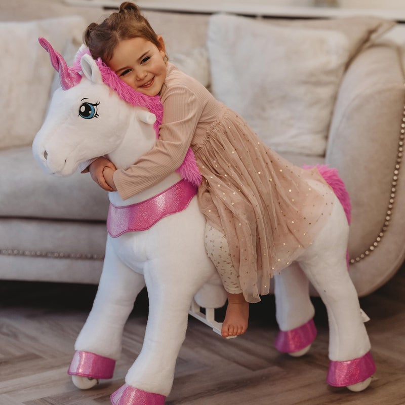PonyCycle Ride on Unicorn Ride on Toys for Girls Riding Pink Unicorn Rocking Horse Essential Model E with Brake 30 HeightSize 3 for Age 34 Rideon Animals Plush Pony Toys E312 - Image 3