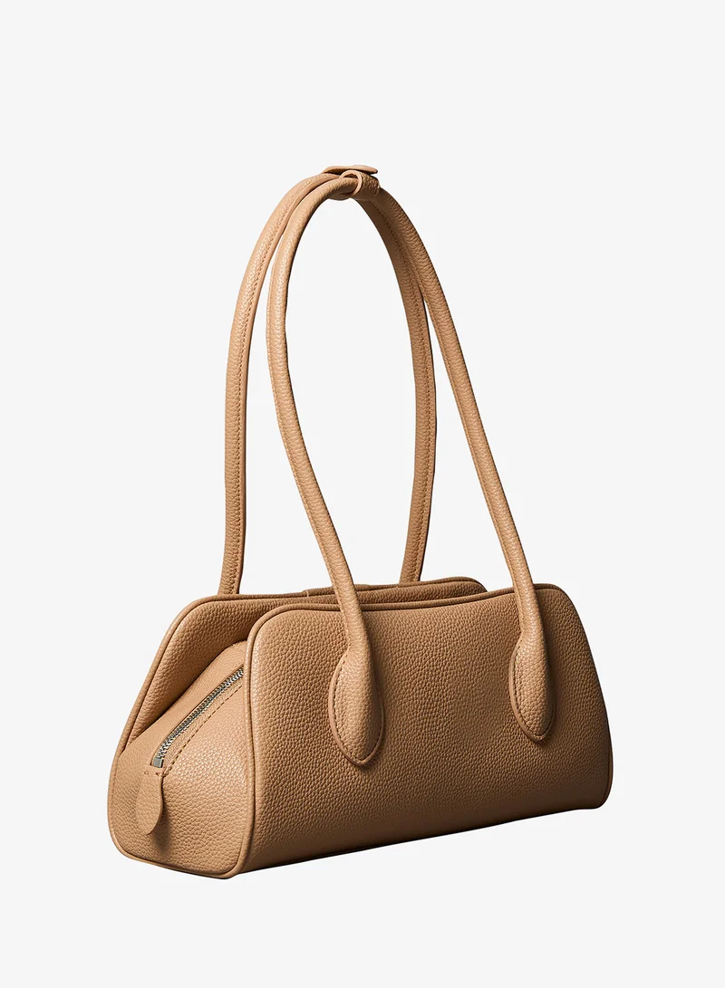 Calvin Klein Tannin Emblem Pebble Grain Extended Side Shoulder Bag for Women | Best Price UAE