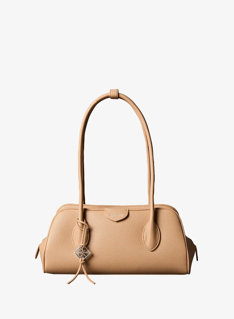 Emblem Pebble Grain Extended Side Shoulder Bag