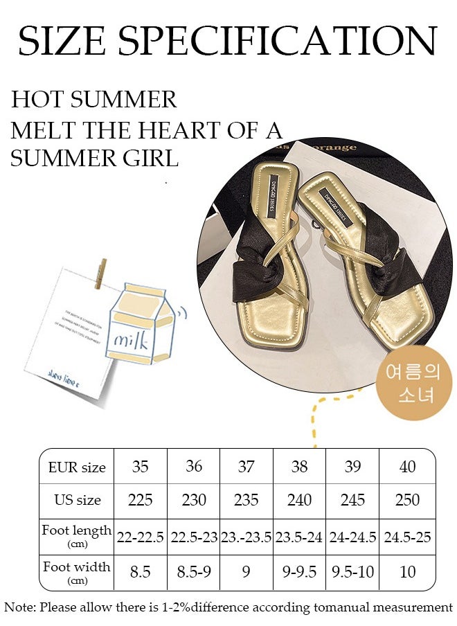 DUNISO Women's Slip On Flat Sandals Square Open Toe Slide Sandals Comfortable Women Slippers Nonslip Backless Beach Slip for Indoor and Outdoor  - Image 4