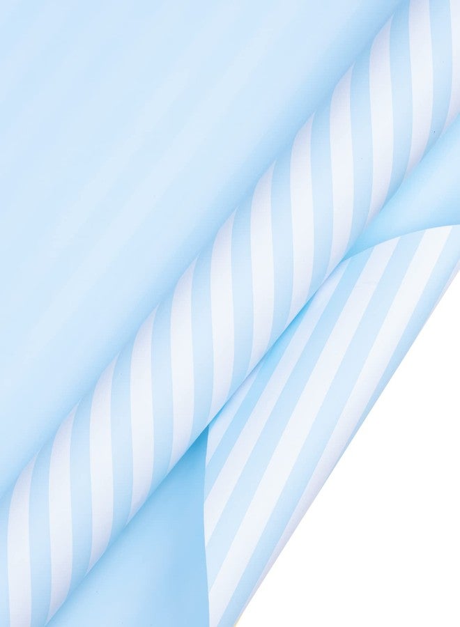 WRAPAHOLIC 30 Inch Reversible Baby Blue Wrapping Paper - Baby Blue and Stripes Wrapping Paper for Birthday, Holiday, Wedding, Baby Shower - 30 inch x 33 feet - Image 2