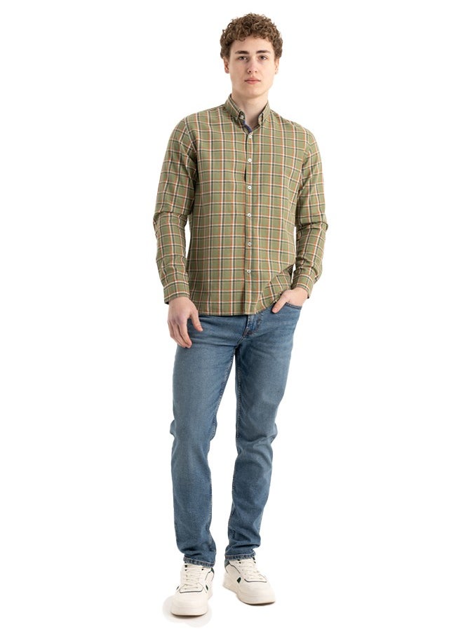 clever - Shirt Men's, Stylish, Oxford Cotton ,Green, Multicolor - Image 1