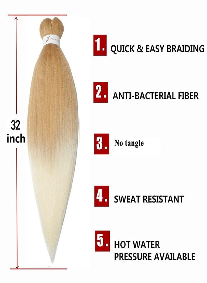 ShowCoco Braiding Hair Pre Stretched Ombre Prestretched Synthetic Braiding Hair 8 Packs Crochet Braids Hair Two-Tone Yaki Straight Hair For Women Hot Water Setting(32inch,#27/613) - Image 2