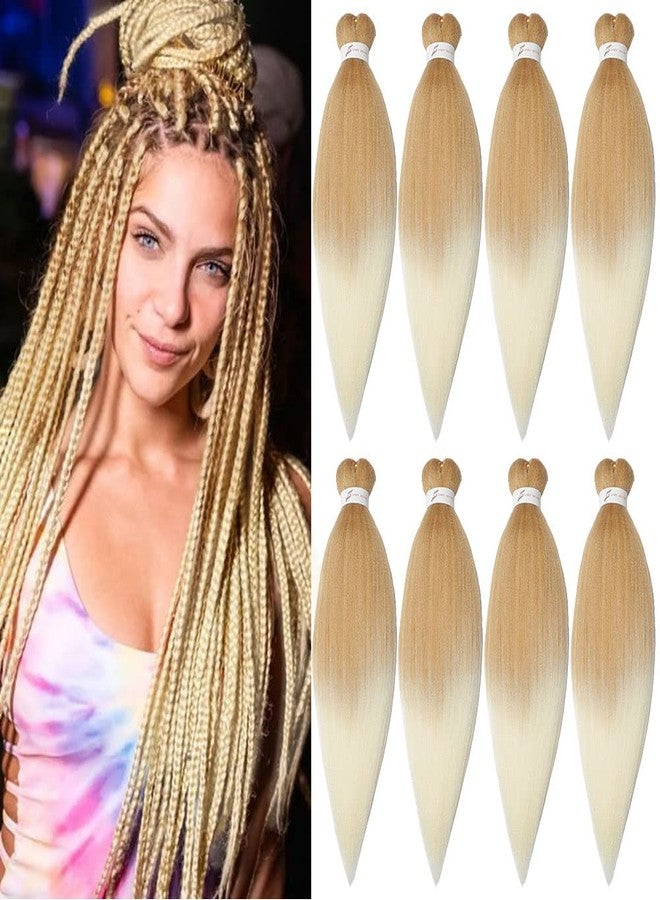 ShowCoco Braiding Hair Pre Stretched Ombre Prestretched Synthetic Braiding Hair 8 Packs Crochet Braids Hair Two-Tone Yaki Straight Hair For Women Hot Water Setting(32inch,#27/613) - Image 1