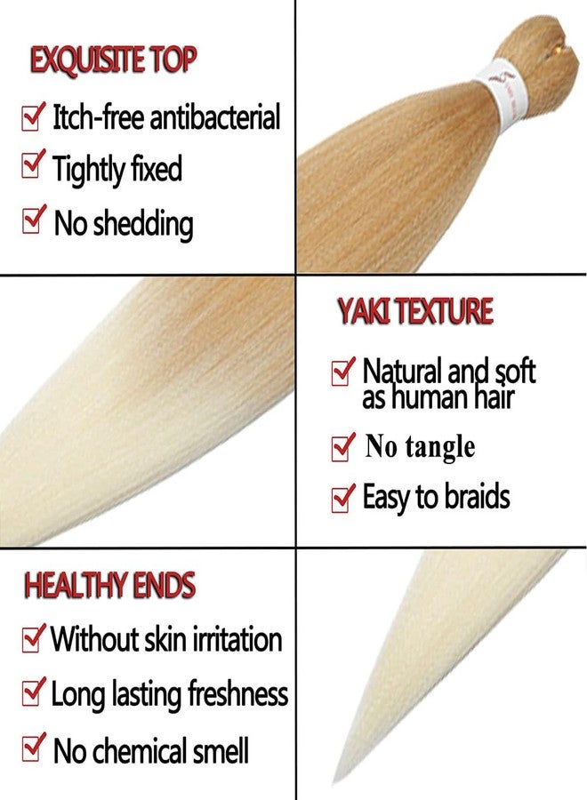 ShowCoco Braiding Hair Pre Stretched Ombre Prestretched Synthetic Braiding Hair 8 Packs Crochet Braids Hair Two-Tone Yaki Straight Hair For Women Hot Water Setting(32inch,#27/613) - Image 3