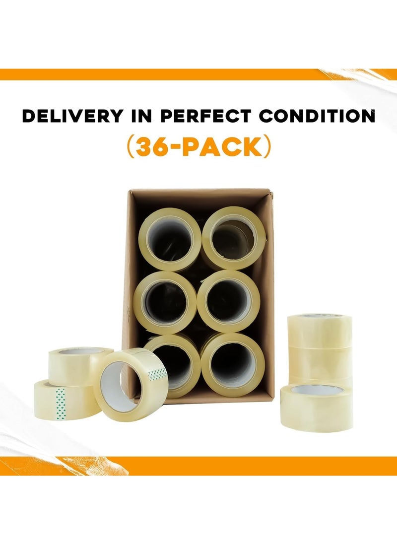 Clear Packing Tape | 2 inches x 50 yards Strong Heavy Duty Packaging Tape for Sealing Parcel Boxes, Moving Boxes Houses, Large Postal Bags, Office Supplies [36 Rolls]