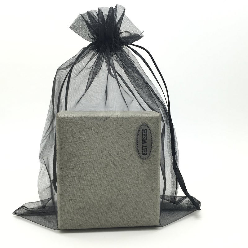 SUNGULF 100pcs Organza Pouch Bag Drawstring 6x9 16x22cm Strong Gift Candy Bag Jewelry Party Wedding Favor Black